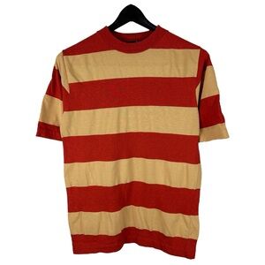 Vintage 1970s Orsini Burnt Orange Striped Thin Essential Retro Shirt Size L